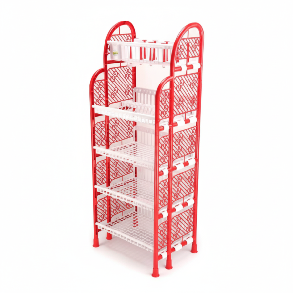 Gemini_Generated_Image_pqgr5vpqgr5vpqgr Queen Kitchen Rack 5 Step Red & White - Image 1